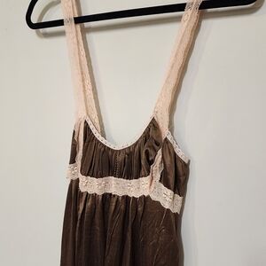 Vintage Avon Slip|Size S|Lace Trim Slip Dress|Brown Slip